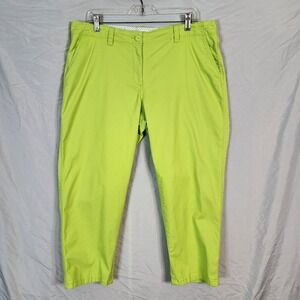 CROWN & IVY Size 14 Bright Lime Green Crop Chino Cropped Ankle Pants Cotton Blnd
